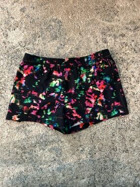 Fabletics Black Floral Splash Athletic Shorts